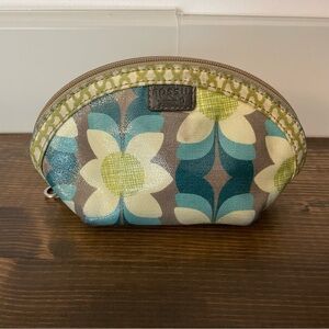 Fossil key-per blue green floral small cosmetic or coin pouch